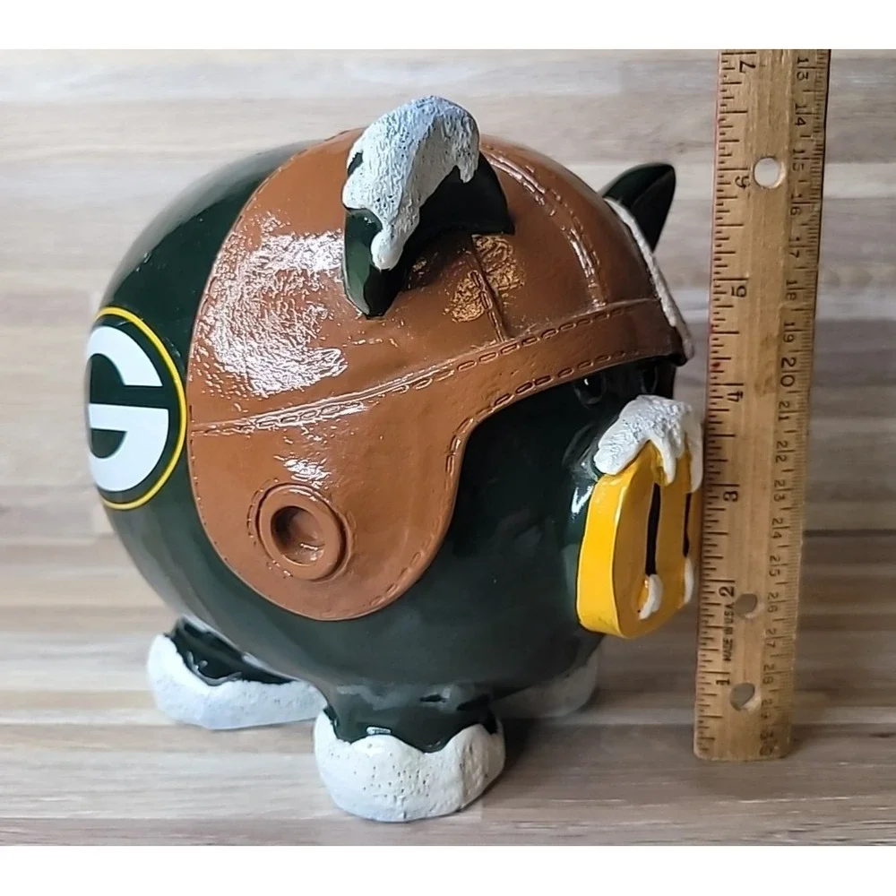 Green Bay Packers NFL Coin Piggy Bank‎ Snowy Cute Football Piggy Bank